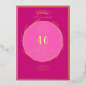 Minimalistische 40. Custom Foto Überraschung Gebur Folieneinladung (Vorderseite)