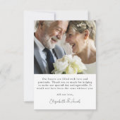 Minimalistische 4-Foto Hochzeit Dankeskarte (Rückseite)