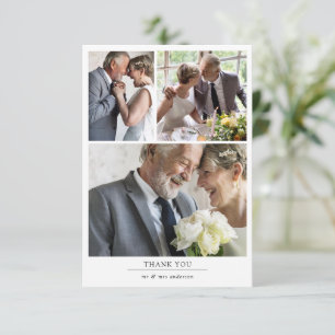 Minimalistische 4-Foto Hochzeit Dankeskarte