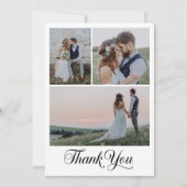 Minimalistische 4-Foto Hochzeit Dankeskarte (Vorderseite)