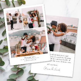 Minimalistische 4-Foto Hochzeit Dankeskarte