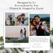 Minimalistische 4-Foto Hochzeit Dankeskarte