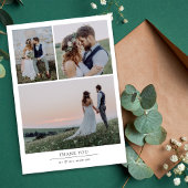 Minimalistische 4-Foto Hochzeit Dankeskarte