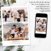 Minimalistische 4-Foto Hochzeit Dankeskarte