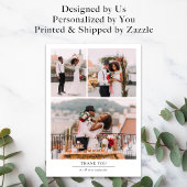 Minimalistische 4-Foto Hochzeit Dankeskarte