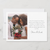 Minimalistische 4-Foto-Kalligrafie-Hochzeit Dankeskarte (Rückseite)