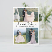 Minimalistische 4 Fotos Collage Hochzeit danke Karte (Stehend Vorderseite)