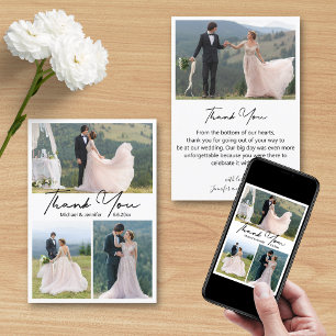 minimalistische 4-Fotos-Collage Hochzeit Danke  Karte