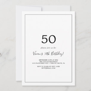 Minimalistische 50. Geburtstagsfeier Einladung