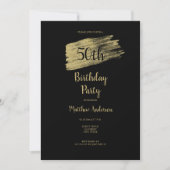 Minimalistische 50. Gold Black Birthday Einladung (Vorderseite)