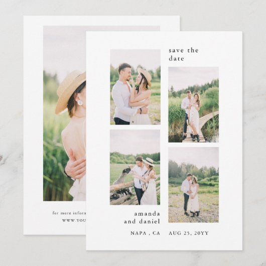 Minimalistische 5 benutzerdefinierte Foto Hochzeit Einladung (Vorne/Hinten)