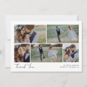 Minimalistische 6-Foto-Kalligrafie-Hochzeit Dankeskarte (Vorderseite)