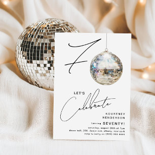 Minimalistische 70er Disco-Kugel-Geburtstagsfeier Einladung