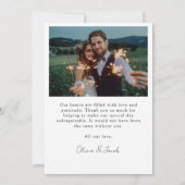 Minimalistische 7 Foto Hochzeit Dankeskarte (Rückseite)