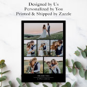 Minimalistische 7 Foto Hochzeit Dankeskarte