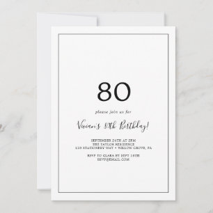 Minimalistische 80. Geburtstagsfeier Einladung