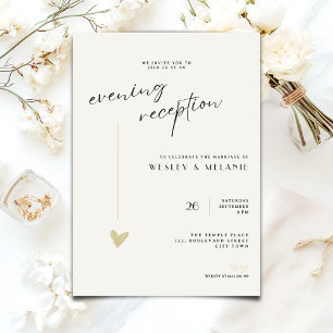 Minimalistische Abendempfangs Hochzeit Gold Schwar Einladung