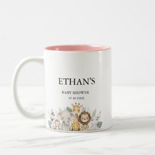 Minimalistische Abenteuer-Waldtiere-Baby-Party Zweifarbige Tasse
