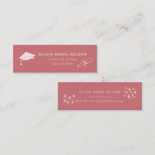 Minimalistische Abschluss Icon Name Card Rosa Mini Visitenkarte