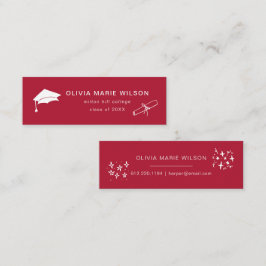 Minimalistische Abschluss Icon Name Card Rot Mini Visitenkarte