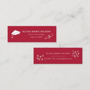 Minimalistische Abschluss Icon Name Card Rot Mini Visitenkarte