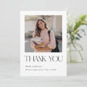 Minimalistische Abschlussfoto Dankeskarte (Stehend Vorderseite)