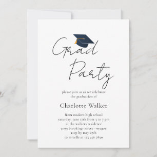 Minimalistische Abschlussmütze & elegante Typograf Einladung