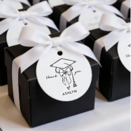 Minimalistische Abschlussmütze mit Schleife - indi Geschenkanhänger