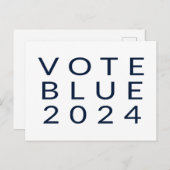 Minimalistische Abstimmung Blue Kamala Harris 2024 Postkarte (Vorne/Hinten)