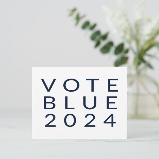 Minimalistische Abstimmung Blue Kamala Harris 2024 Postkarte (Stehend Vorderseite)