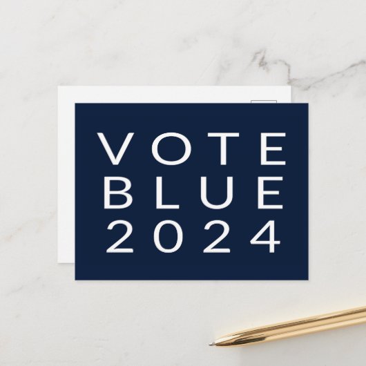 Minimalistische Abstimmung Blue Kamala Harris 2024 Postkarte (Vorderseite/Rückseite Beispiel)
