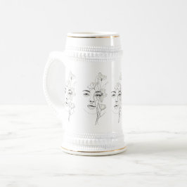 Minimalistische Abstract Line Art Kaffeetasse