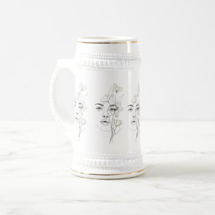 Minimalistische Abstract Line Art Kaffeetasse