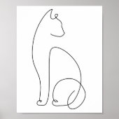 Minimalistische Abstrakt Line Art Cat Poster (Vorne)