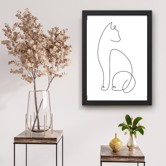 Minimalistische Abstrakt Line Art Cat Poster