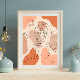 Minimalistische Abstrakt Line Art Woman Wall Poste Poster