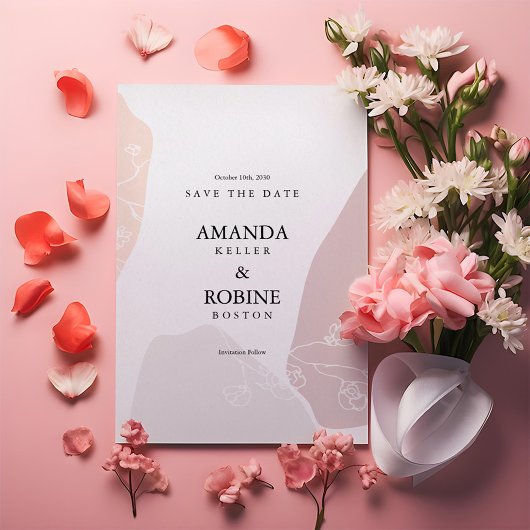Minimalistische Abstrakte Bloral Save the Date