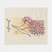 Minimalistische abstrakte Blume Fleecedecke (Vorderseite (Horizontal))