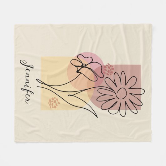 Minimalistische abstrakte Blume Fleecedecke (Vorderseite (Horizontal))