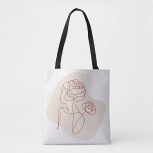 Minimalistische abstrakte Blumen-Linienkunst Tasche