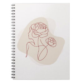 Minimalistische abstrakte Blumenlinienkunst  Notizblock