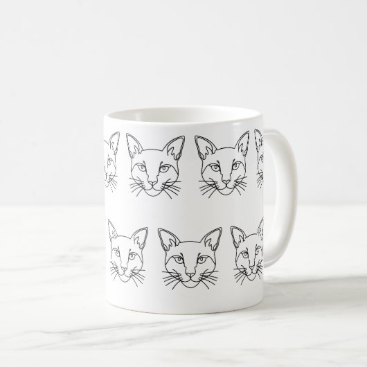 Minimalistische Abstrakte Chat Line Art Kaffeetasse (VorderseiteRechts)