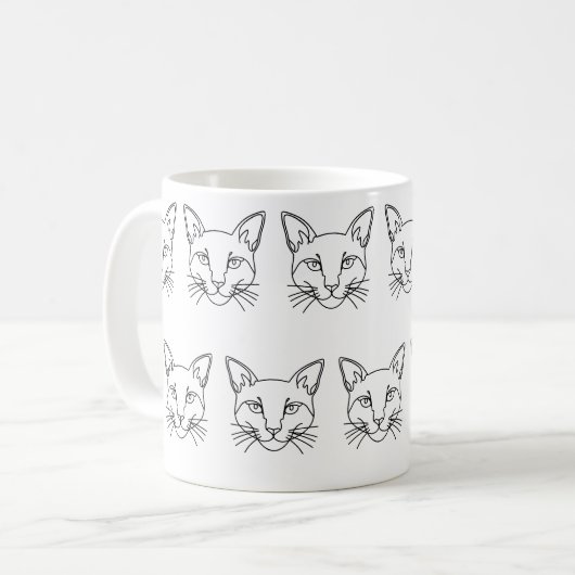 Minimalistische Abstrakte Chat Line Art Kaffeetasse (Vorderseite Links)