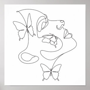 Minimalistische Abstrakte Face Line Art Poster