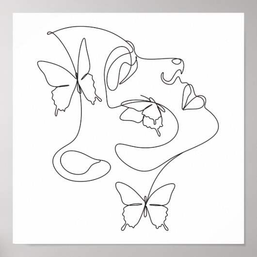 Minimalistische Abstrakte Face Line Art Poster (Vorne)