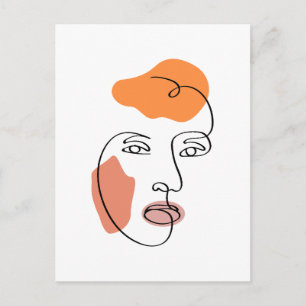 Minimalistische Abstrakte Fassade Portrait Line Ar Feiertagspostkarte