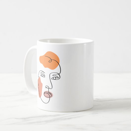 Minimalistische Abstrakte Fassade Portrait Line Ar Kaffeetasse (Vorderseite Links)