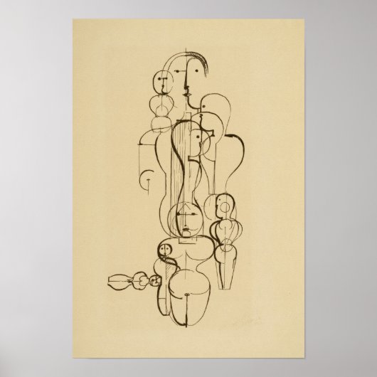 Minimalistische abstrakte figürliche Liniendrawing Poster (Vorne)