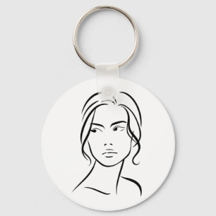 Minimalistische abstrakte Frauen-Gesichtslinien-Ku Schlüsselanhänger