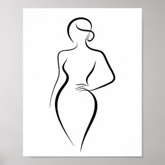 Minimalistische abstrakte Frauenkörper-Linienkunst Poster